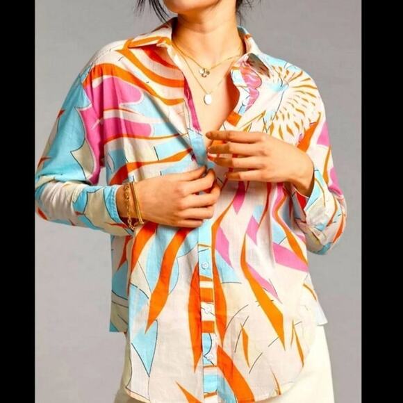 Maeve Tops - Anthropologie Maeve Katia Tropical Oversized Button Down Shirt Size Small
